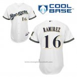 Maglia Baseball Uomo Milwaukee Brewers Aramis Ramirez 16 Bianco Home Cool Base