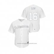 Maglia Baseball Uomo Milwaukee Brewers Ben Gamel 2019 Players Weekend Replica Bianco