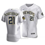 Maglia Baseball Uomo Milwaukee Brewers Daniel Vogelbach Autentico Primera Bianco