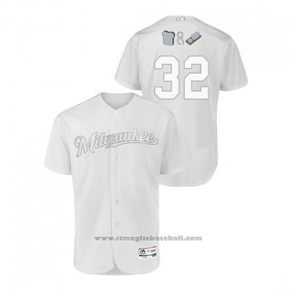 Maglia Baseball Uomo Milwaukee Brewers Jeremy Jeffress 2019 Players Weekend Autentico Bianco