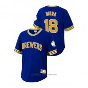 Maglia Baseball Uomo Milwaukee Brewers Keston Hiura Cooperstown Collection Blu