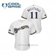 Maglia Baseball Uomo Milwaukee Brewers Mike Moustakas 2019 Postseason Cool Base Bianco