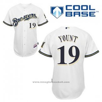 Maglia Baseball Uomo Milwaukee Brewers Robin Yount 19 Bianco Home Cool Base