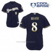 Maglia Baseball Uomo Milwaukee Brewers Ryan Braun 8 Blu Alternato Cool Base