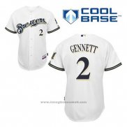 Maglia Baseball Uomo Milwaukee Brewers Scooter Gennett 2 Bianco Home Cool Base