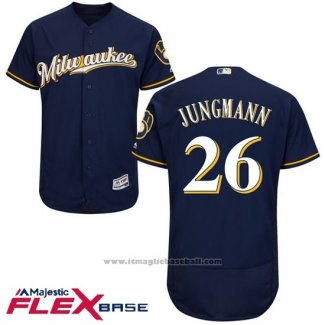 Maglia Baseball Uomo Milwaukee Brewers Taylor Jungmann Blu Autentico Collection Flex Base Custom