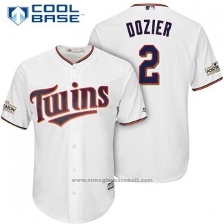 Maglia Baseball Uomo Minnesota Twins 2017 Postseason Brian Dozier Bianco Cool Base