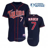 Maglia Baseball Uomo Minnesota Twins Joe Mauer 7 Blu Alternato Home Cool Base