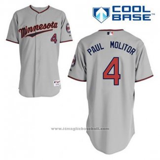 Maglia Baseball Uomo Minnesota Twins Paul Molitor 4 Grigio Cool Base