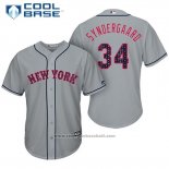 Maglia Baseball Uomo New York Mets 2017 Stelle e Strisce Noah Syndergaard Grigio Cool Base