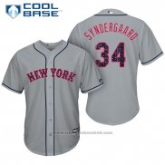 Maglia Baseball Uomo New York Mets 2017 Stelle e Strisce Noah Syndergaard Grigio Cool Base