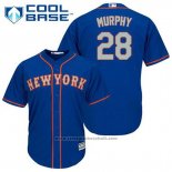 Maglia Baseball Uomo New York Mets Daniel Murphy 28 Blu Alternato Cool Base