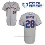 Maglia Baseball Uomo New York Mets Daniel Murphy 28 Grigio Cool Base