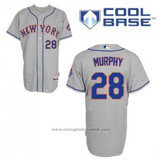 Maglia Baseball Uomo New York Mets Daniel Murphy 28 Grigio Cool Base