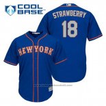 Maglia Baseball Uomo New York Mets Darryl Strawberry 18 Blu Alternato Cool Base