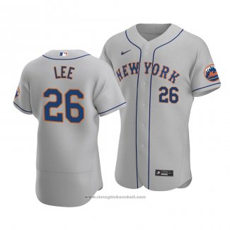 Maglia Baseball Uomo New York Mets Khalil Lee Autentico Road Grigio