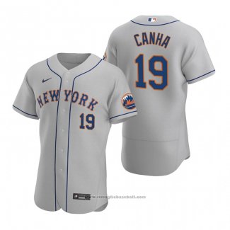 Maglia Baseball Uomo New York Mets Mark Canha Autentico Road Grigio