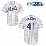 Maglia Baseball Uomo New York Mets Tom Seaver 41 Bianco Home Cool Base