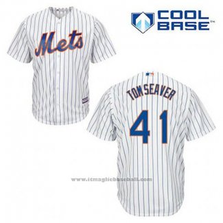 Maglia Baseball Uomo New York Mets Tom Seaver 41 Bianco Home Cool Base