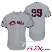 Maglia Baseball Uomo New York Yankees 2017 Stelle e Strisce Aaron Judge Grigio Flex Base
