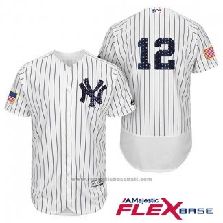 Maglia Baseball Uomo New York Yankees 2017 Stelle e Strisce Chase Headley Bianco Flex Base