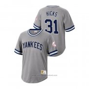 Maglia Baseball Uomo New York Yankees Aaron Hicks Cooperstown Collection Grigio