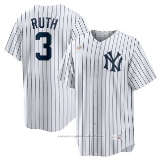 Maglia Baseball Uomo New York Yankees Babe Ruth Primera Cooperstown Collection Bianco