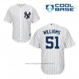 Maglia Baseball Uomo New York Yankees Bernie Williams 51 Bianco Home Cool Base