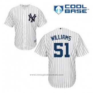 Maglia Baseball Uomo New York Yankees Bernie Williams 51 Bianco Home Cool Base