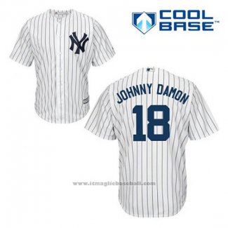 Maglia Baseball Uomo New York Yankees Johnny Damon 18 Bianco Home Cool Base