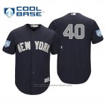 Maglia Baseball Uomo New York Yankees Luis Severino Cool Base Alternato Allenamento Primaverile 2019 Blu