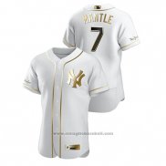 Maglia Baseball Uomo New York Yankees Mickey Mantle Golden Edition Autentico Bianco