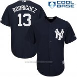 Maglia Baseball Uomo New York Yankees New York 13 Alex Rodriguez Blu Cool Base Giocatore