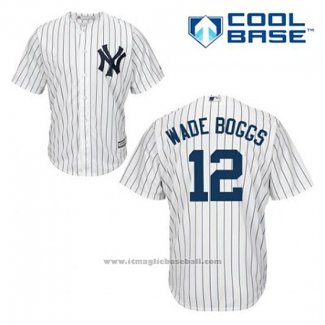 Maglia Baseball Uomo New York Yankees Wade Boggs 12 Bianco Home Cool Base