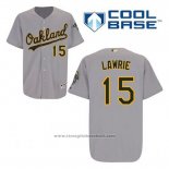 Maglia Baseball Uomo Oakland Athletics Brett Lawrie 15 Grigio Cool Base