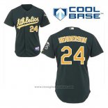 Maglia Baseball Uomo Oakland Athletics Rickey Henderson 24 Verde Alternato Cool Base