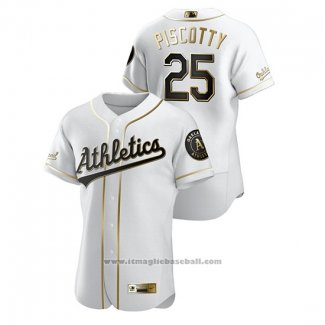 Maglia Baseball Uomo Oakland Athletics Stephen Piscotty Golden Edition Autentico Bianco