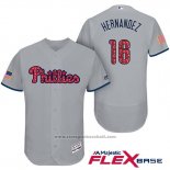 Maglia Baseball Uomo Philadelphia Phillies 2017 Stelle e Strisce Cesar Hernandez Grigio Flex Base