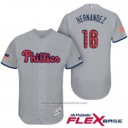 Maglia Baseball Uomo Philadelphia Phillies 2017 Stelle e Strisce Cesar Hernandez Grigio Flex Base