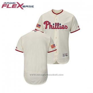 Maglia Baseball Uomo Philadelphia Phillies 2018 Stars & Stripes Flex Base Crema