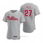 Maglia Baseball Uomo Philadelphia Phillies Aaron Nola Autentico 2020 Road Grigio