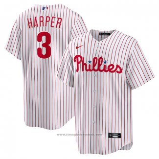 Maglia Baseball Uomo Philadelphia Phillies Bryce Harper Primera Replica Bianco Rosso