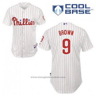 Maglia Baseball Uomo Philadelphia Phillies Domonic Brown 9 Bianco Home Cool Base