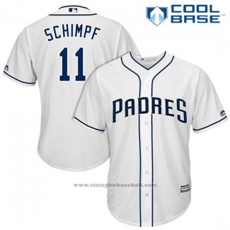 Maglia Baseball Uomo San Diego Padres 11 Ryan Schimpf Bianco 2017 Cool Base