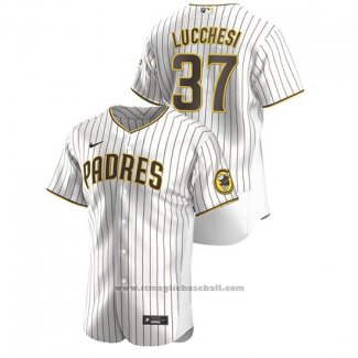 Maglia Baseball Uomo San Diego Padres Joey Lucchesi Autentico Bianco Marrone