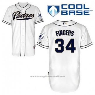 Maglia Baseball Uomo San Diego Padres Rollie Fingers 34 Bianco Home Cool Base