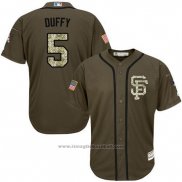 Maglia Baseball Uomo San Francisco Giants 5 Matt Duffy Verde Salute To Service