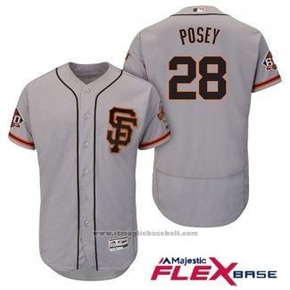 Maglia Baseball Uomo San Francisco Giants Buster Posey Grigio Alternato Flex Base