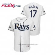 Maglia Baseball Uomo Tampa Bay Rays Austin Meadows 2019 Postseason Flex Base Bianco