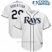 Maglia Baseball Uomo Tampa Bay Rays Daniel Robertson Bianco Cool Base